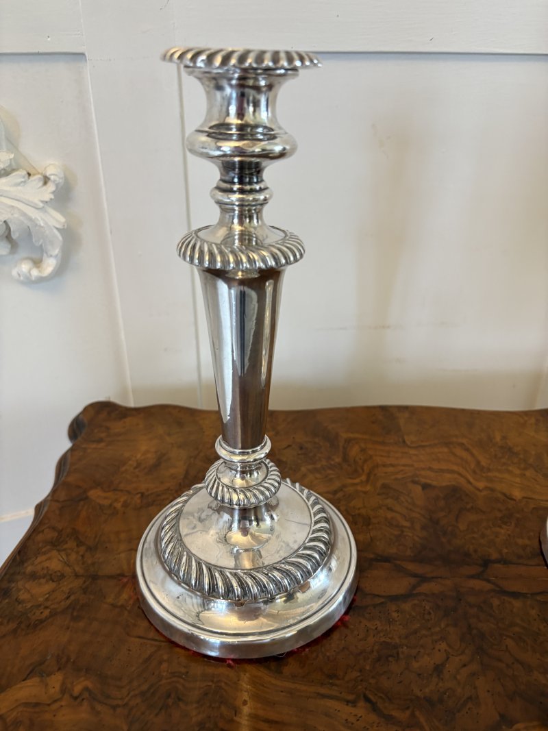 Quality Pair of Antique Victorian Silver Plated Candlesticks - Image 4